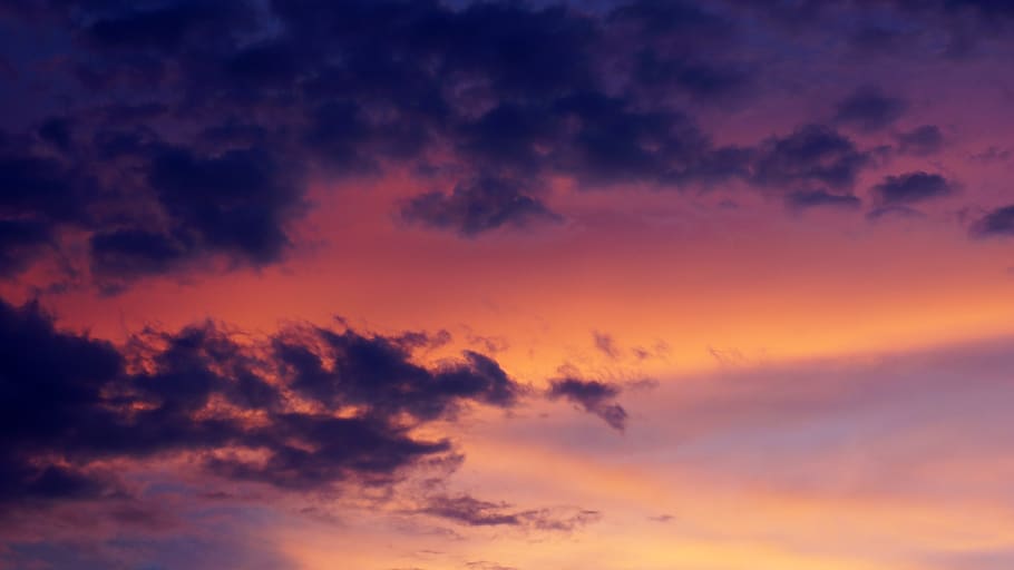 orange and black cloudy sky, nature, outdoors, dusk, sunset, red sky HD wallpaper