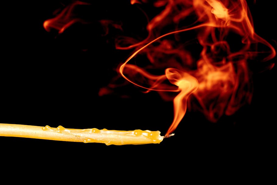 black, background, wax, dark, isolated, candle, smoke, black background HD wallpaper