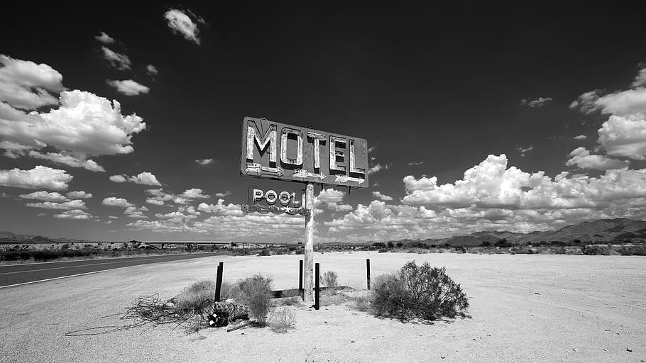 motel signage, sky, cloud - sky, communication, nature, text HD wallpaper