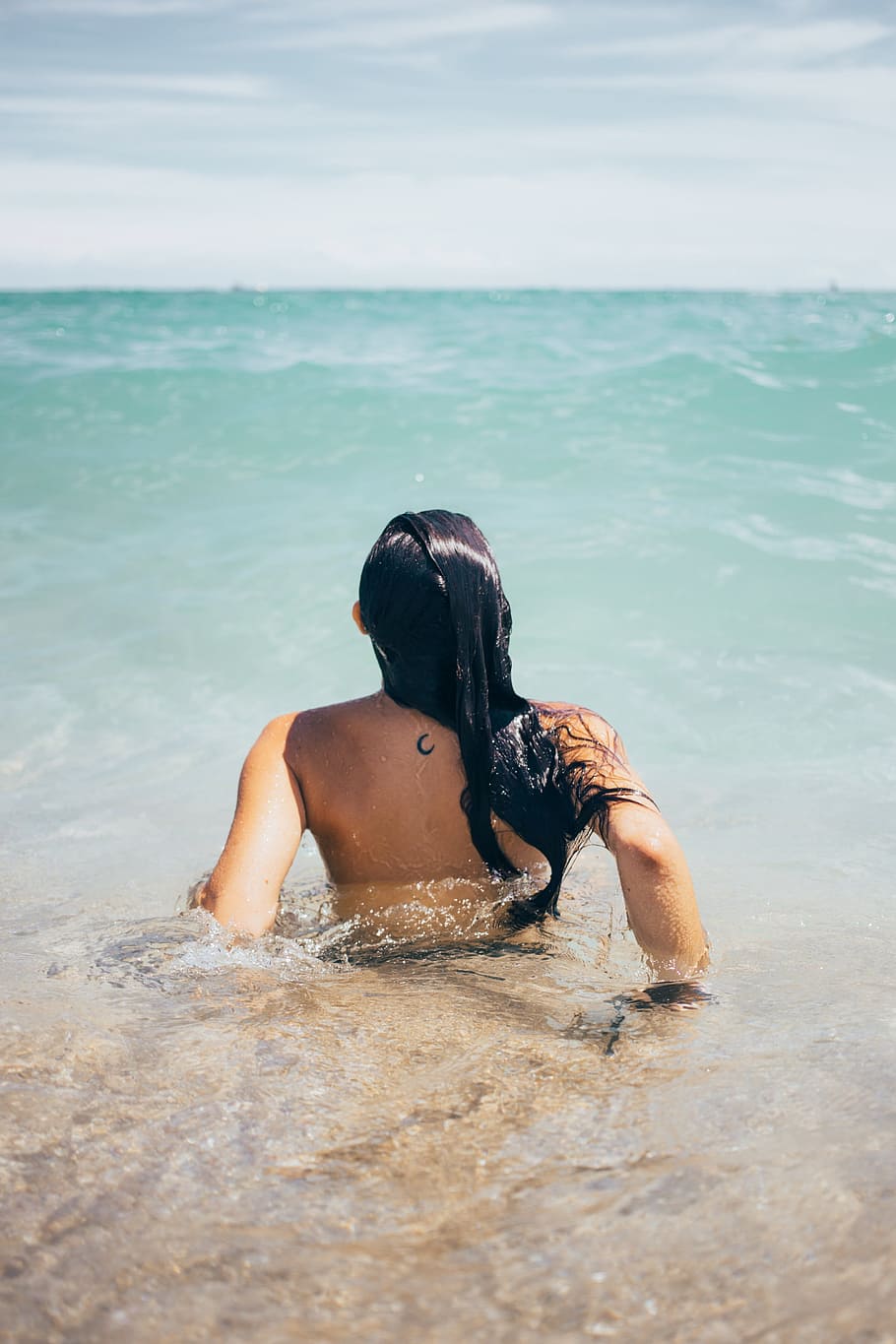 Woman Swims In Ocean Photo, Women, Summer, Beaches, Swimming