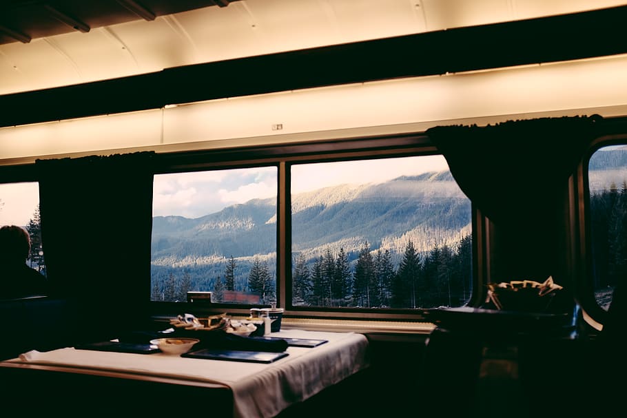 window, table, indoors, mountain, transparent, glass - material HD wallpaper