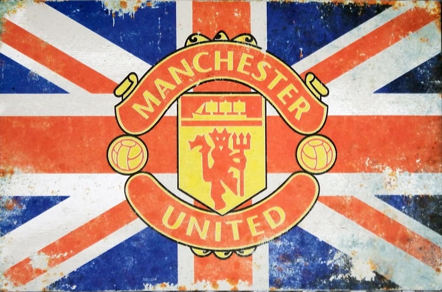 HD wallpaper: Vintage worn Union Jack advertising sign board for Manchester United Football Club - Editorial Use Only - Wallpaper Flare