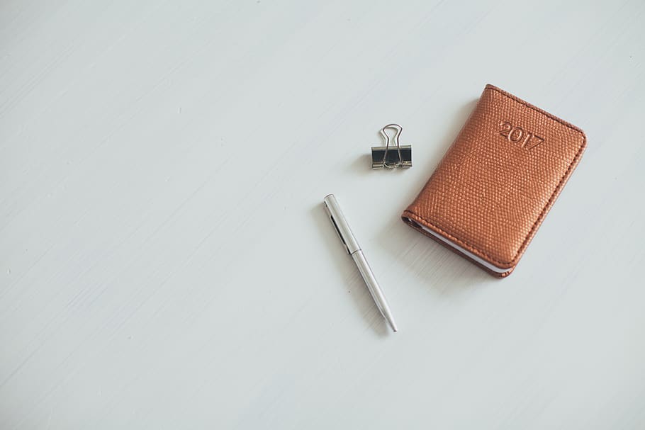 notebook, notes, diary, pen, calendar, year, binder, white HD wallpaper