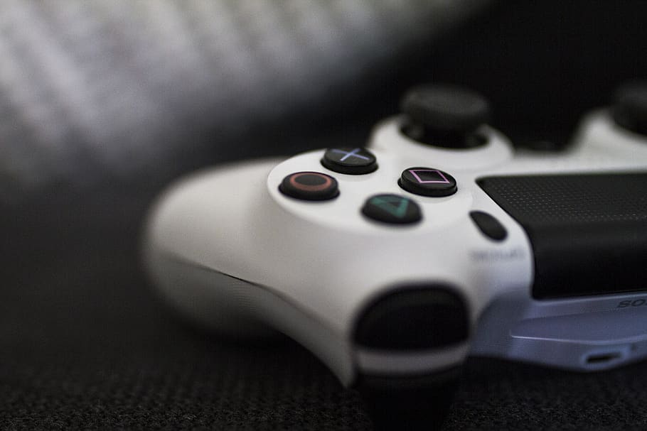 closeup of white Sony PS4 controller, basel, switzerland, game controller, HD wallpaper
