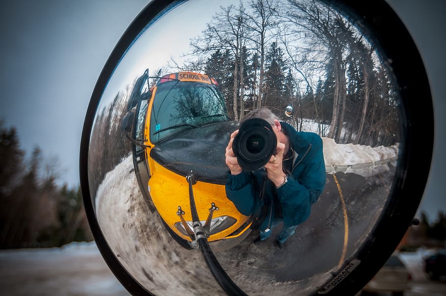 bus, schoolbus, wideangle, people, fashion, lifestyle, transportation HD wallpaper