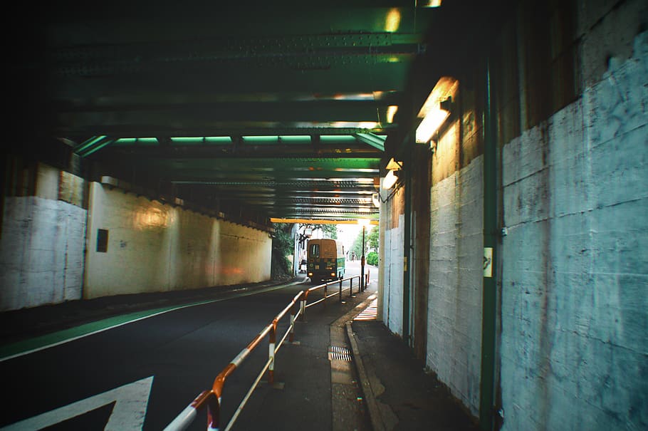 gray and white concrete tunnel road, corridor, train, transportation, HD wallpaper