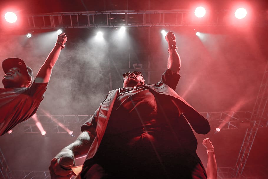 Two Men Standing Raising Right Hands, light, people, performance HD wallpaper