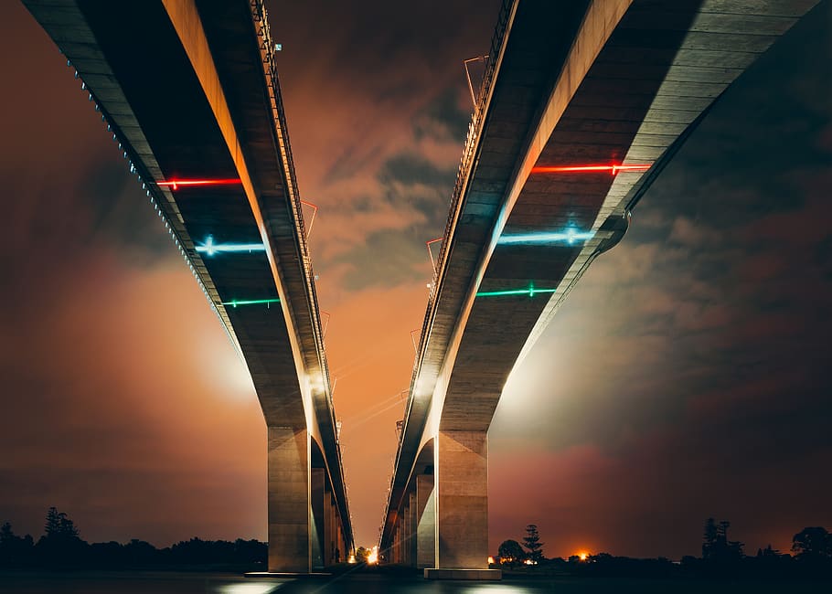 Low Angle Photography of Two Bridge, architectural design, architecture HD wallpaper