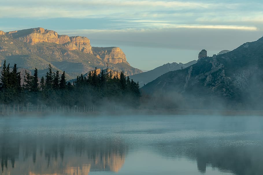 Photography of Calm Body of Water and Mountains, calm waters HD wallpaper