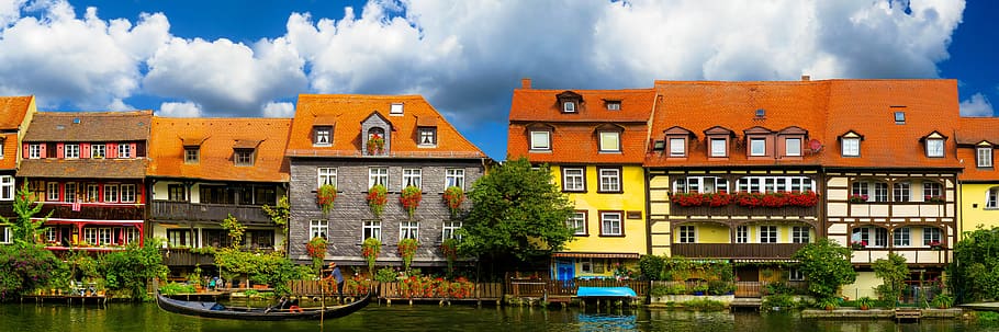 architecture, building, river, truss, boat, gondola, bamberg HD wallpaper