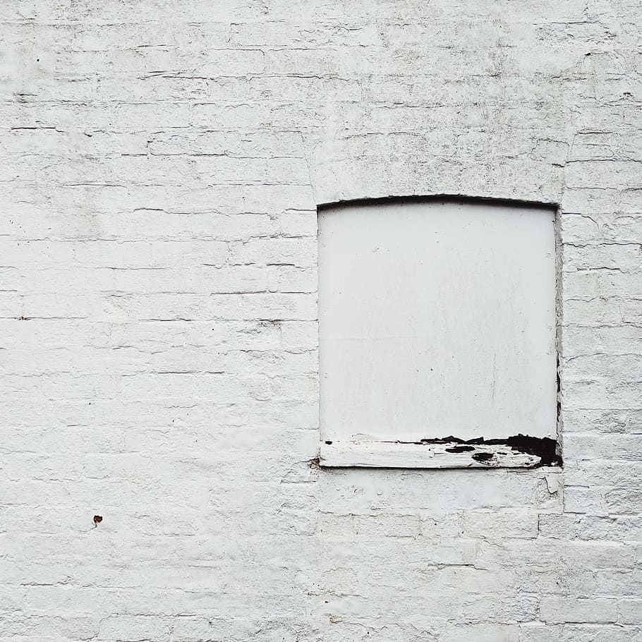 white concrete wall, minimal, brick, surface, empty, window, frame