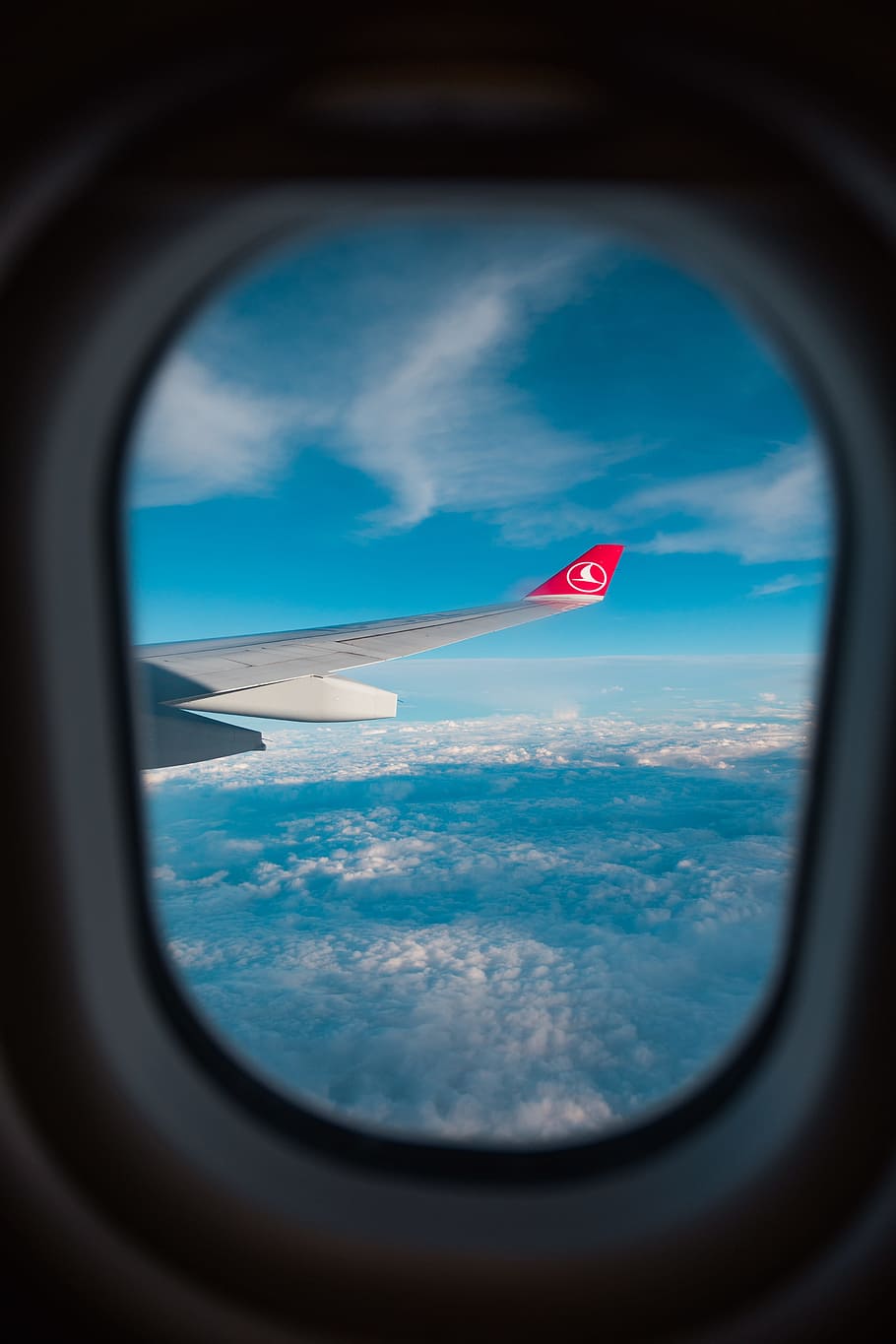 view of airplane's wing through window, unsplash, photo, red, HD wallpaper