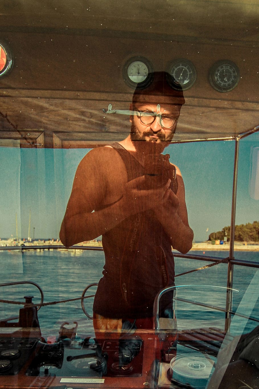 man taking window selfie, glasses, real people, one person, eyeglasses HD wallpaper