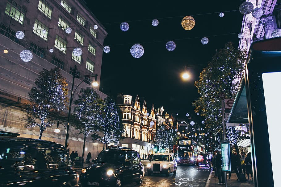 HD wallpaper: london, united kingdom, night, street, christmas lights ...