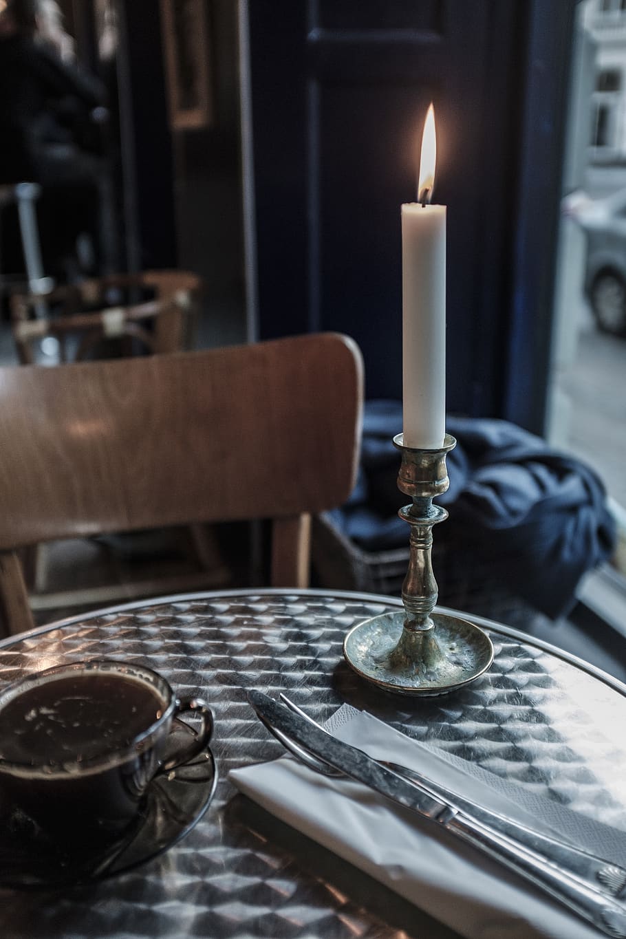 lighted candle on table inside room, fire, flame, burning, indoors HD wallpaper