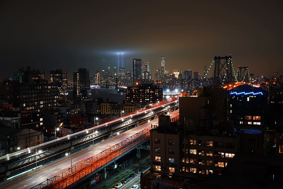 time lapse photography of city, road, light, long exposure, bridge, HD wallpaper