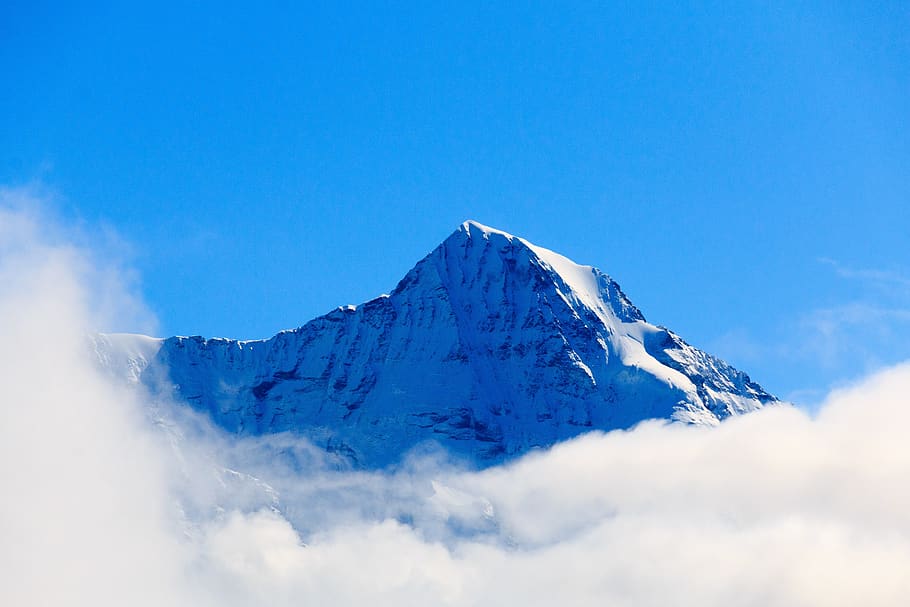 mountain, sky, summit, snow, cold temperature, winter, beauty in nature HD wallpaper