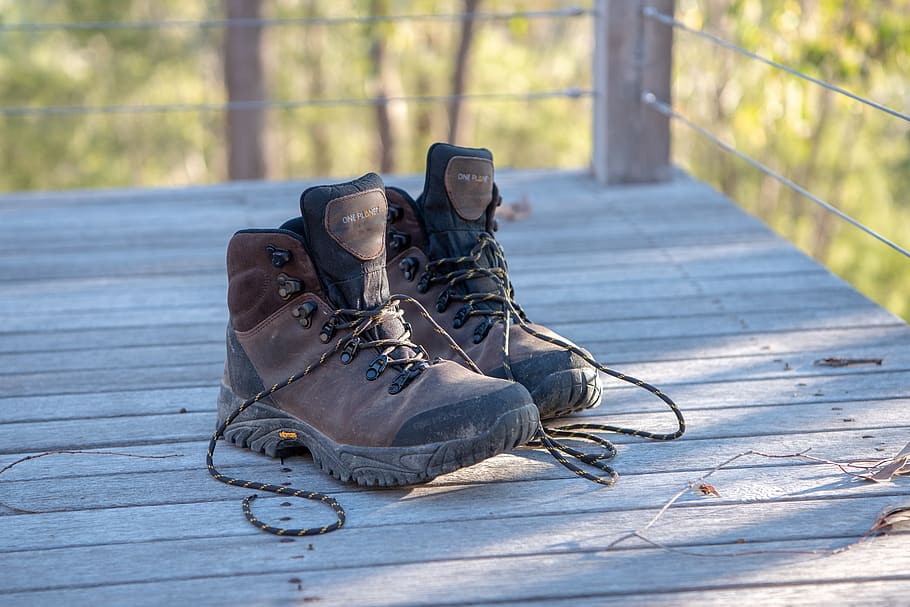 boots, hiking boots, work boots, leather, outdoors, shoes, footwear, HD wallpaper