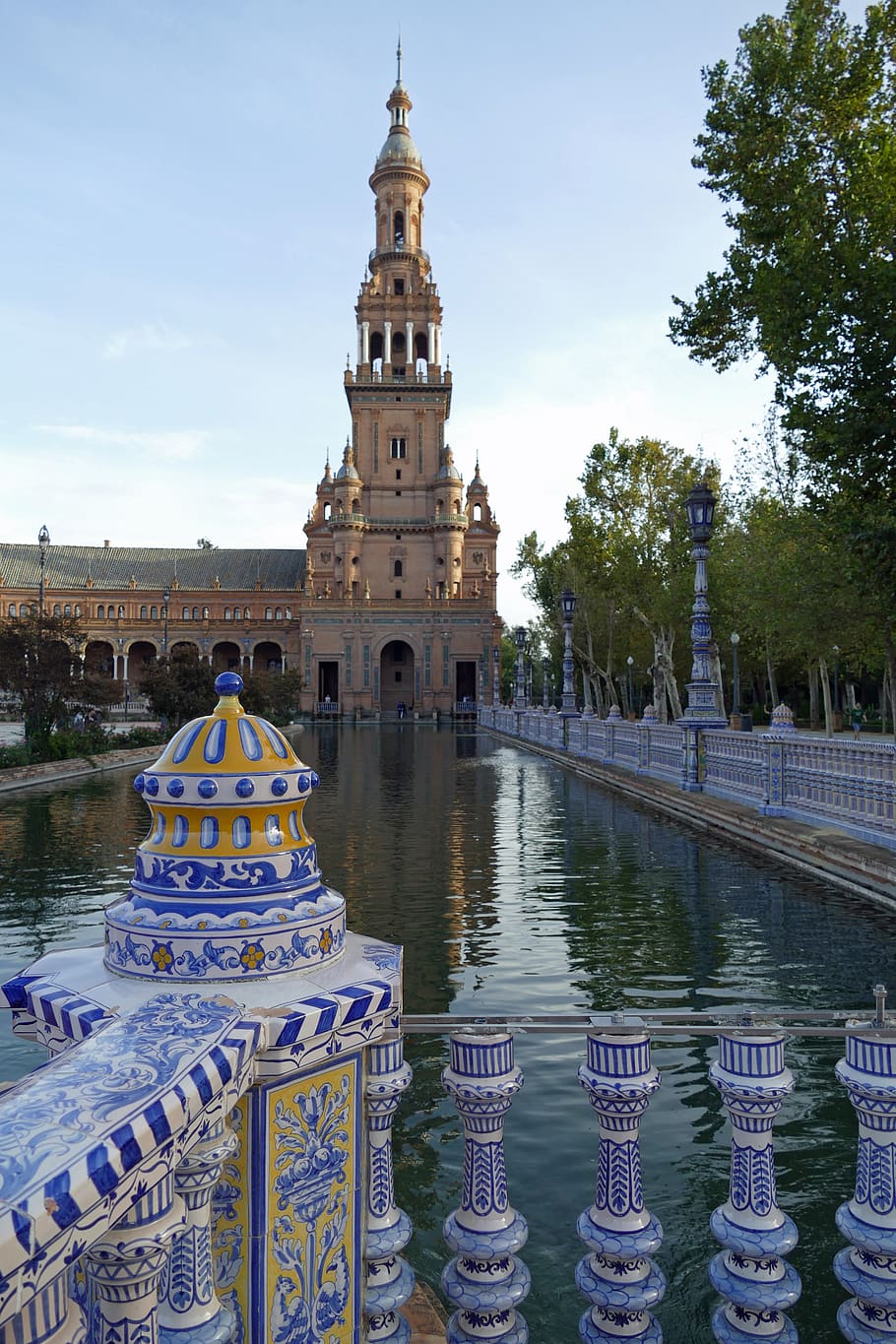 plaza-de-espana, sevilla, spain, architecture, history, water, HD wallpaper