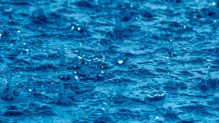 rain, the water surface, rough, blue, drop, the tropics, full frame HD wallpaper