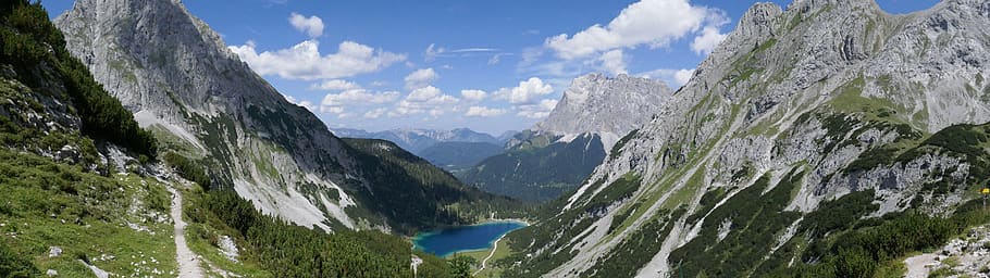 austria, seebensee, hiking, lake, coburgerhütte, wanderlust HD wallpaper