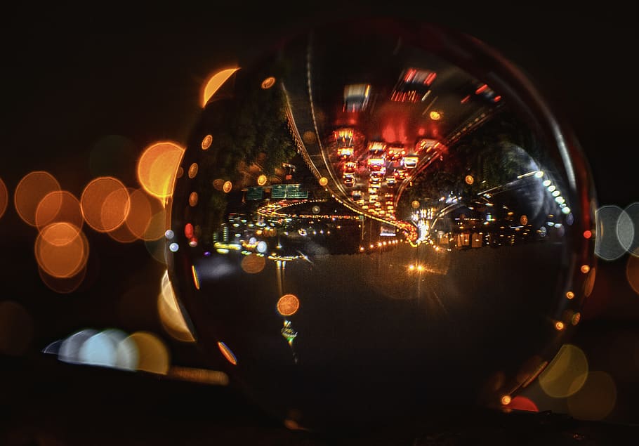 sphere, light, theme park, amusement park, flare, lensball, HD wallpaper