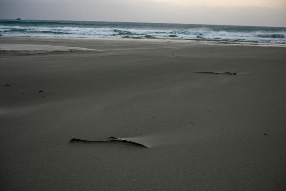 sand, waves, sunset, sandfly, windy, land, sea, beach, water HD wallpaper