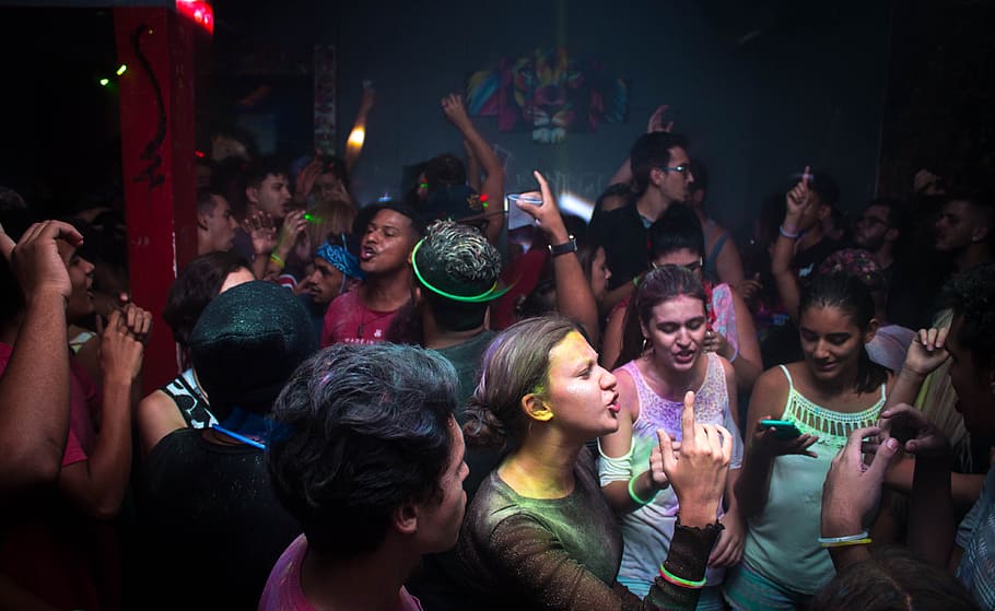 Crowd Dances in Blue Painted Enclosure, celebration, concert HD wallpaper