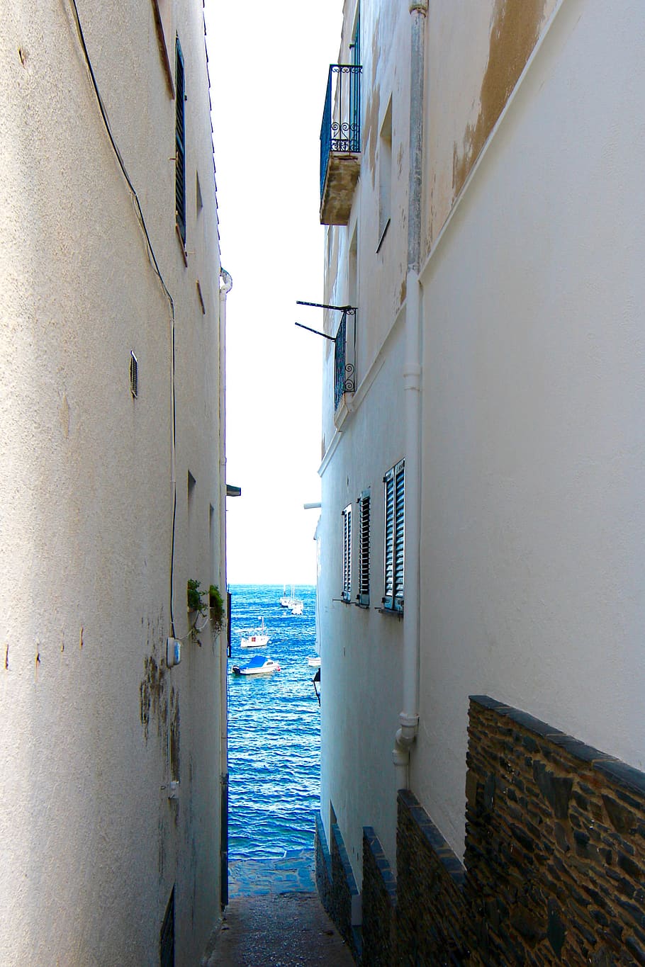 spain, cadaqués, window, coast, horizon, mediterranean, coastline HD wallpaper
