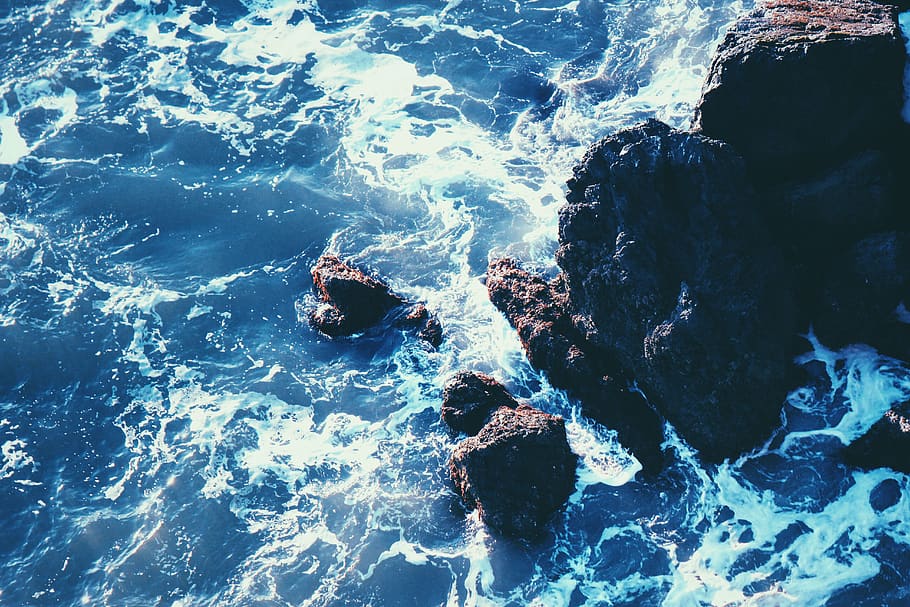 ocean, sea, waves, rocks, summer, sunshine, beach, water, rock - object HD wallpaper