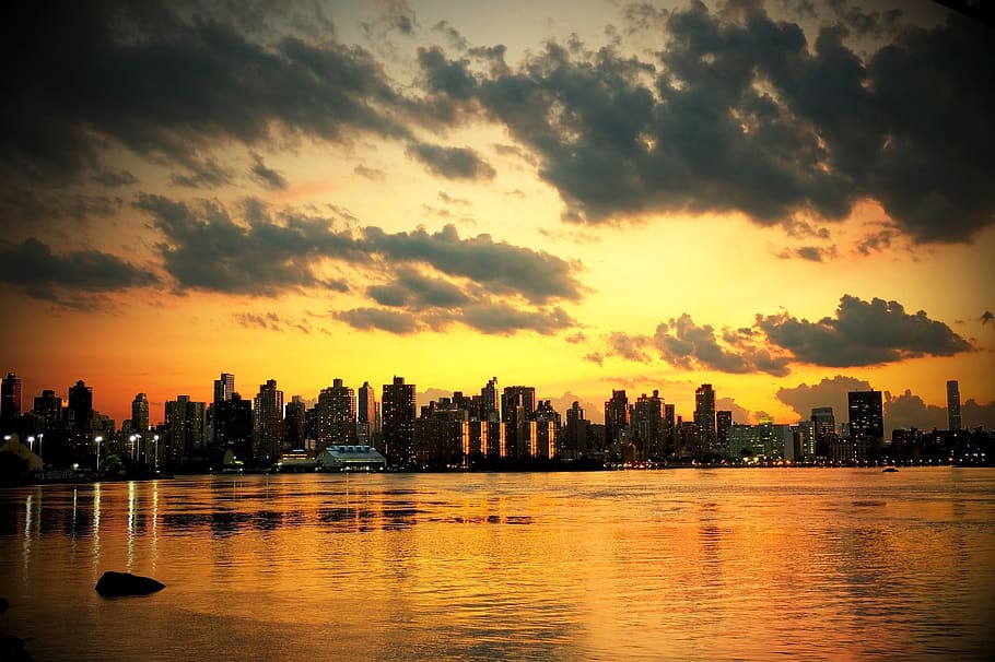 sunset, water, dawn, dusk, reflection, building exterior, sky HD wallpaper