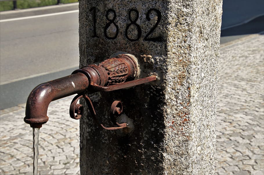 faucet, rust, old, waterworks, drains, metal, manhole, rinse HD wallpaper