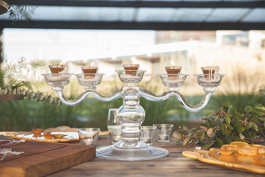 table, candle, celebrating, glass - material, food and drink HD wallpaper