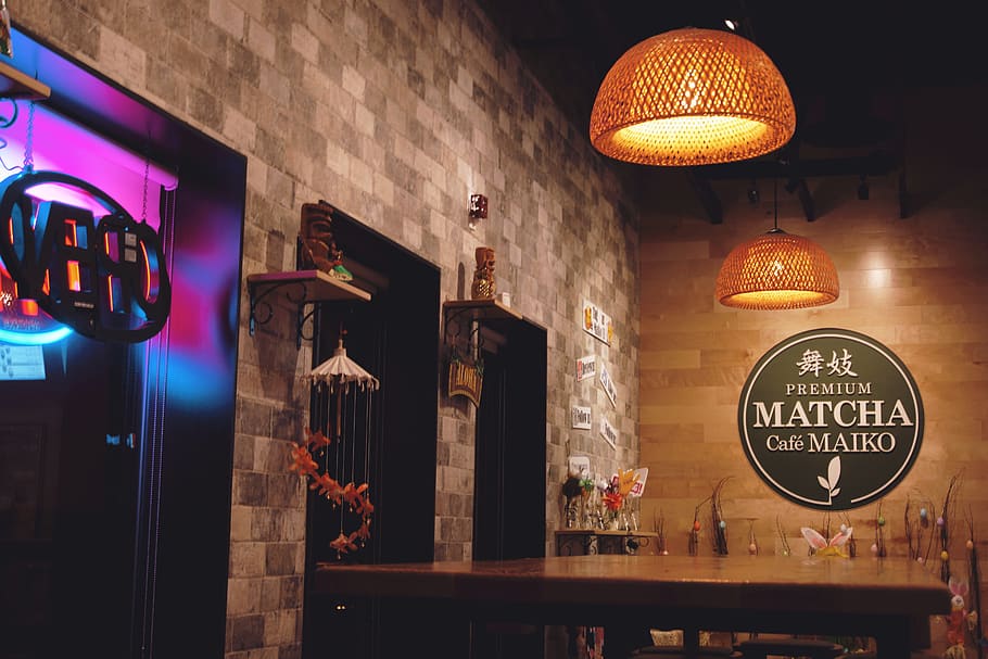 lighting, interior design, indoors, pub, bar counter, lamp HD wallpaper