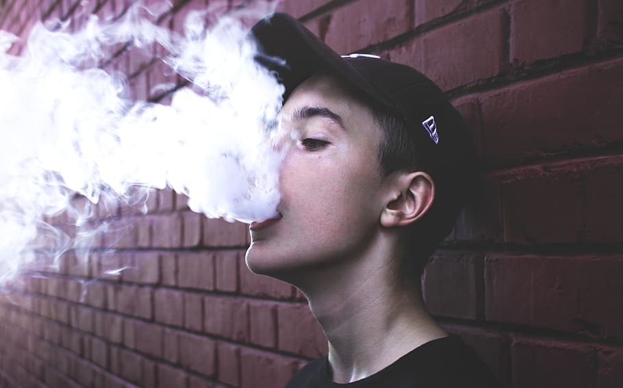 smoke, person, bricks, headshot, young adult, brick wall, wall - building feature HD wallpaper
