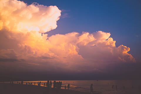 Sunbathed Rolling Clouds, sky, beach, sea, ocean, weather, light HD wallpaper
