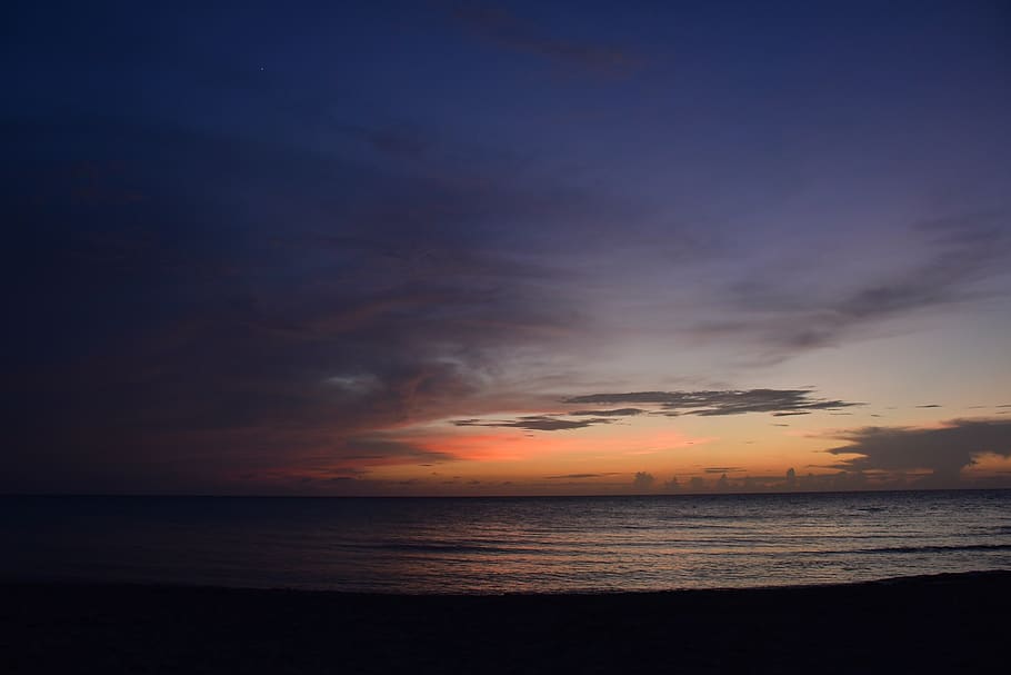 sky, beach, sunset, sea, ocean, landscape, nature, water, horizon HD wallpaper