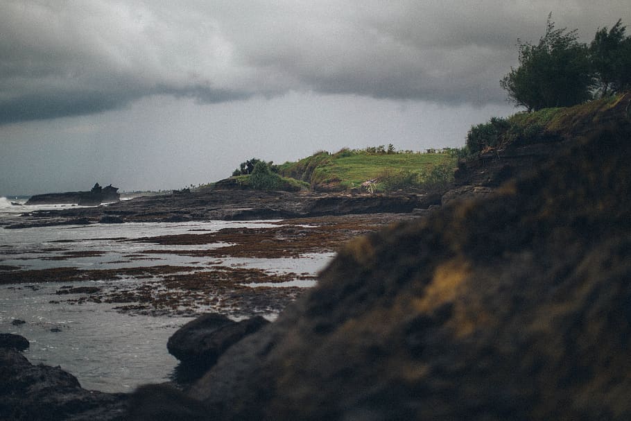 Selective Focus Photography of Shore, beach, clouds, daylight HD wallpaper