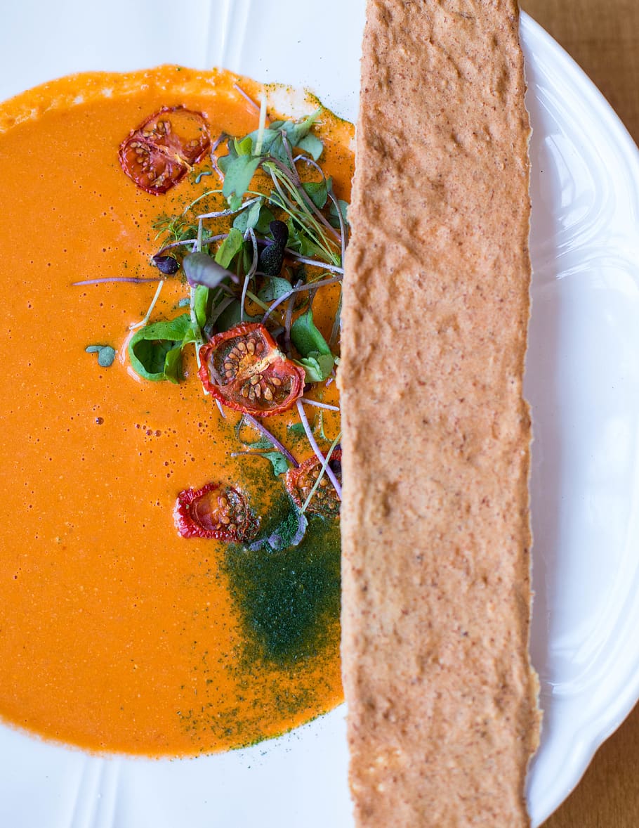 Bread And Soup, appetizer, bowl, delicious, epicure, food, tasty HD wallpaper