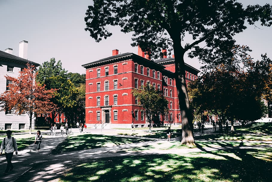 Red Building On A School Campus, 4k wallpaper, architectural HD wallpaper
