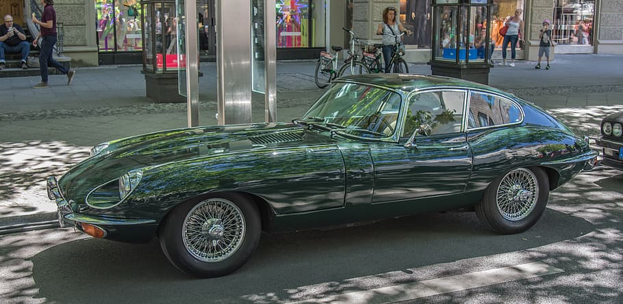 jaguar, e type, auto, classic, oldtimer, chrome, automotive HD wallpaper