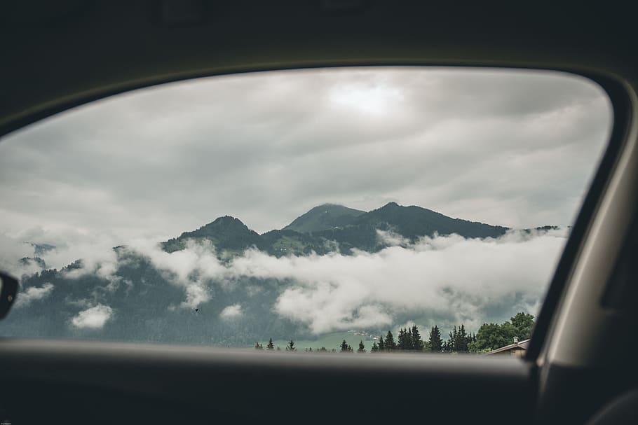 Scenic View of Mountains, 4k wallpaper, background, clouds, cloudy HD wallpaper