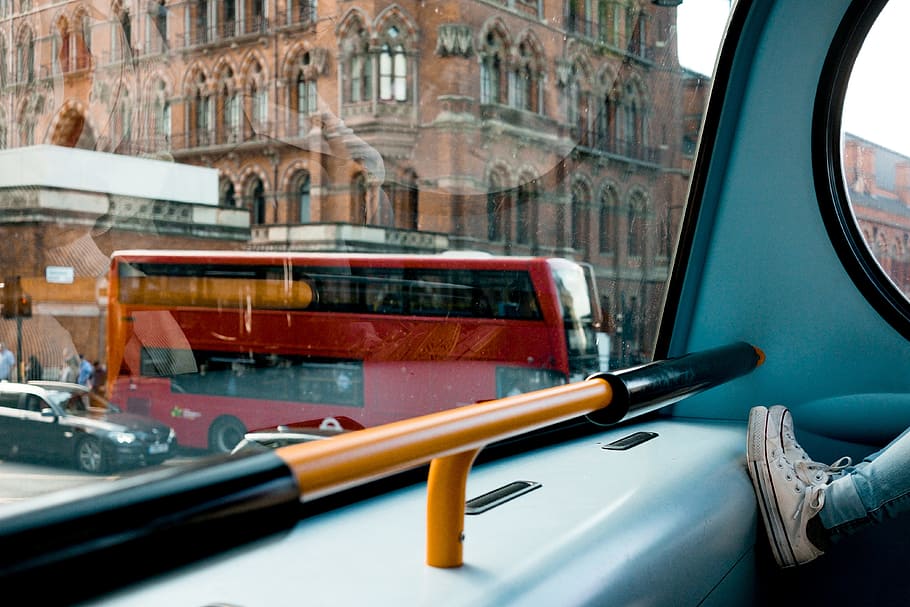 London Bus, foot, window, travel, transport, road, building, architecture, HD wallpaper