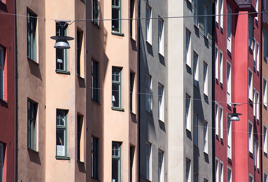 view of apartment complex, home decor, window, window shade, curtain HD wallpaper