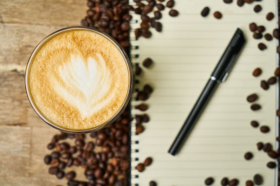 Black Pen on White Notebook, aromatic, beans, brown, caffeine HD wallpaper