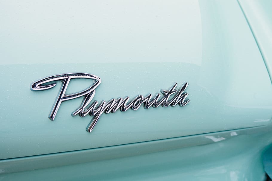 Plymouth White Vintage Automobile, brand, car, car model, chrome HD wallpaper