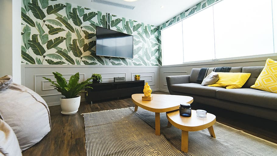 living room, house, interior, design, couch, pillow, table HD wallpaper