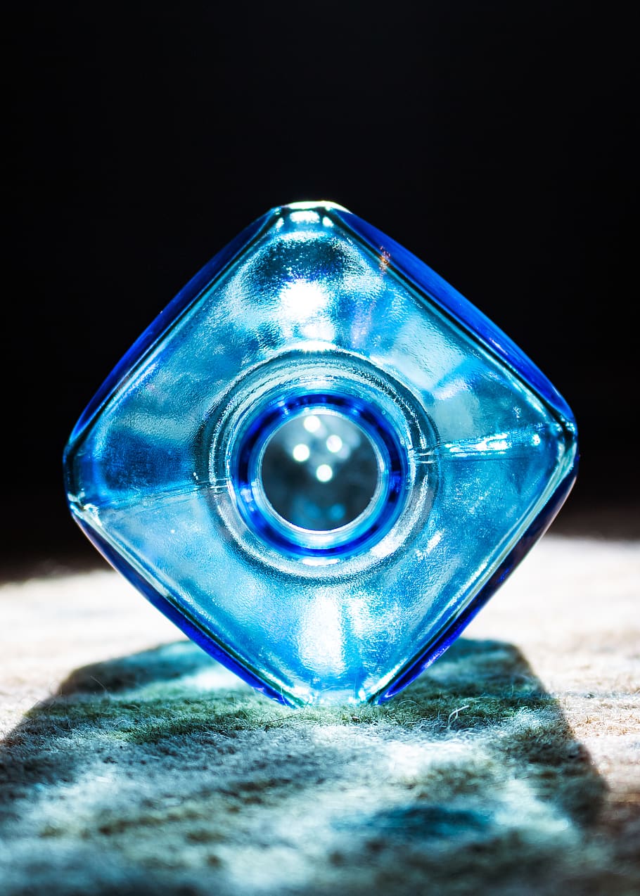 close-up, blue, selective focus, no people, glass - material HD wallpaper