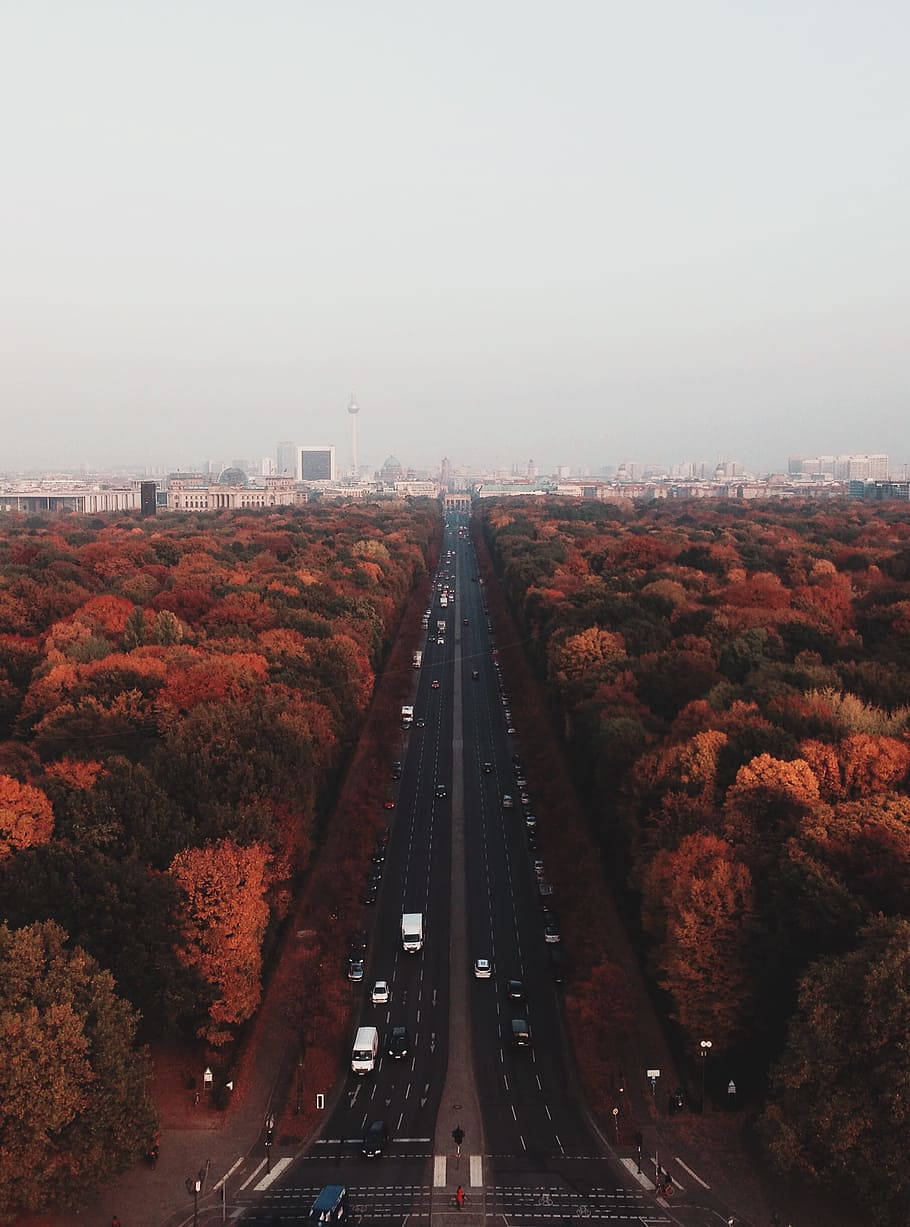 view, aerial, road, route, path, highway, traffic, busy, sky HD wallpaper