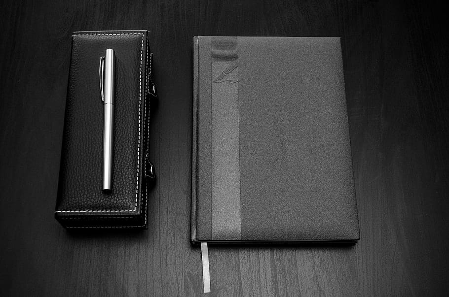 indoors, table, studio shot, no people, pen, publication, high angle view HD wallpaper